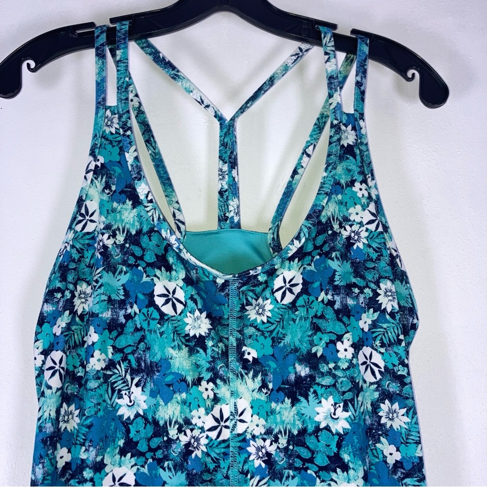 Patagonia Latticeback Floral Women Athletic Dress Sz M Blue Bra Soft  Stretch - Picture 3 of 12